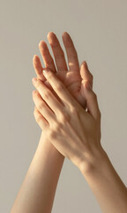 two pairs adult hands intertwine gentle warm embrace soft golden light illuminating palms fingers set