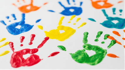 Colorful handprints in artistic style in vibrant colors for creative projects
