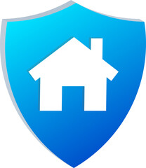 3D Home Insurance Protection Shield Icon Isolated on Transparent Background