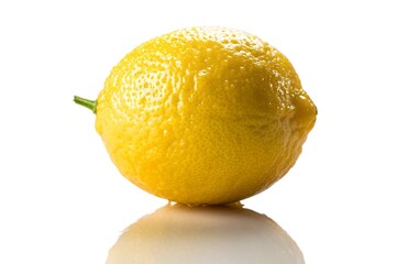Single yellow lemon on white background isolated on white background