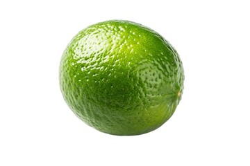 Single green lime on white background isolated on white background