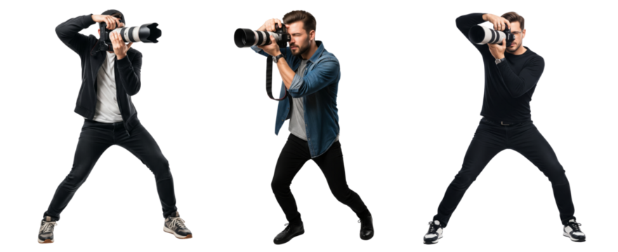 Diverse of camera man isolated on white - Powered by Adobe