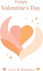 Happy Valentine's Day Card with Abstract Heart and Star Decorations