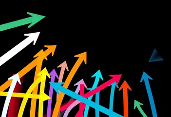 Abstract graphic of many arrows pointing in various directions,  dynamics,  pointer