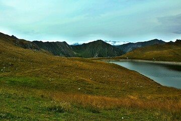 Austrian Alps - view from the path to the snowmaking pond near the Tuxer Joch hut