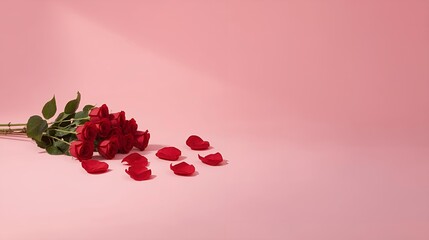 Photorealistic bouquet of red roses on a soft background for Valentine&rsquo;s Day.
