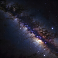 Fototapeta premium Captivating view of the Milky Way galaxy, showcasing its swirling cosmic dust and bright stars in deep space