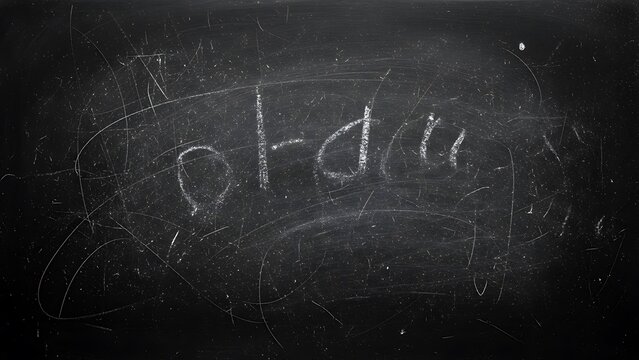 Chalk writing on blackboard with erased text