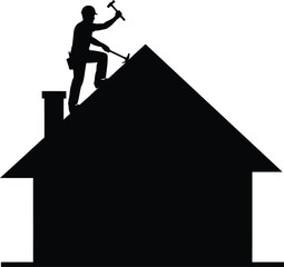 man are repairing the roof of the house 