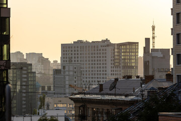 Fototapeta premium Panoramic view of central Kyiv architectural mix