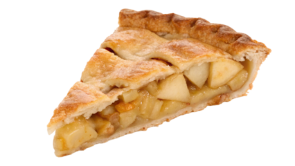 Delicious slice of homemade apple pie with golden crust