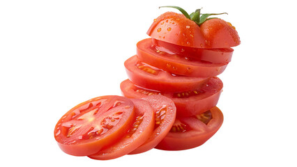 Freshly sliced juicy tomatoes stacked high