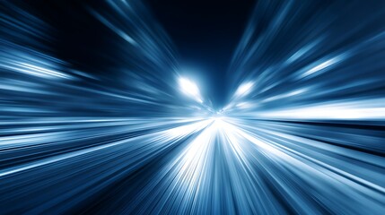 A dynamic, blurred image conveying high speed, using cool blue hues, and a sense of movement