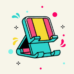 Halftone pop art dot adjustable plastic smartphone stand or desk holder vector illustration