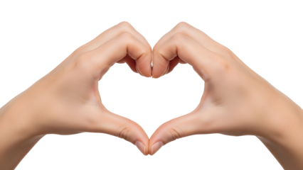 Hands forming a heart shape isolated on transparent background