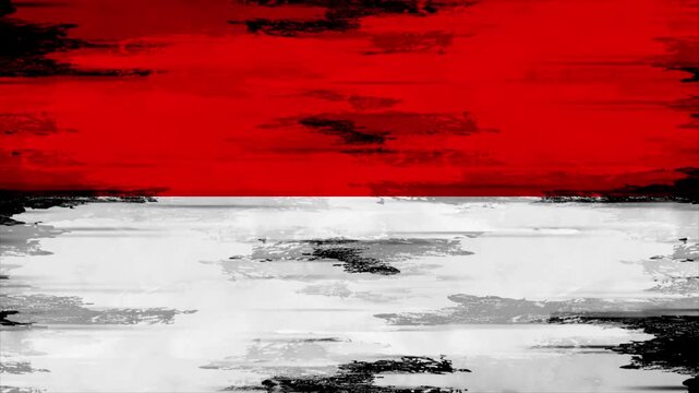 Appearing Flag of INDONESIA with Grunge Glitched Effects for INDONESIA National Identity