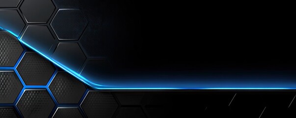 Abstract background with blue light and geometric honeycomb pattern design