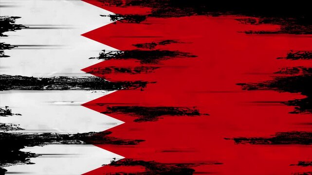 Appearing Flag of BAHRAIN with Grunge Glitched Effects for BAHRAIN National Identity