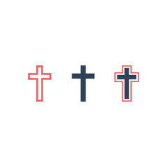 Obraz premium Christian cross flat style. Religion cross icons set vector illustration.
