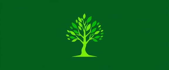 Abstract geometric tree shape in vibrant green, modern and stylized icon,  nature,  vibrant