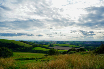Fototapeta premium Views over English countryside with rolling hills
