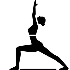 Fototapeta premium Zen in Motion: A silhouette of a graceful form in a yoga pose, exuding tranquility and balance, embracing mindfulness and inner peace. 