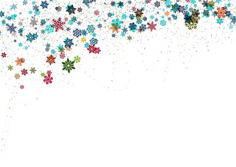 Colorful Snowflake Top Border on White