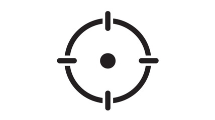 Black crosshair target icon with circular ring, central dot and four evenly spaced ticks, suitable for UI design, gaming HUD, or shooting graphics © Farjana