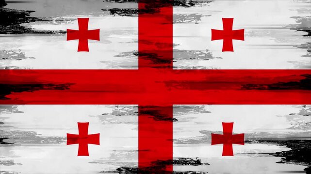 Appearing Flag of GEORGIA with Grunge Glitched Effects for GEORGIA National Identity