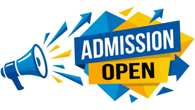 Admission Open Banner with Blue Megaphone and Modern Typography, admission open, admission open banner, education admission design, school admission poster, college enrollment banner,