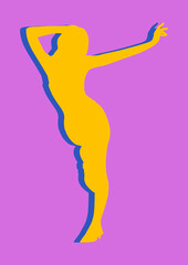 Fototapeta premium abstract colorful background, silhouette of a girl with a map