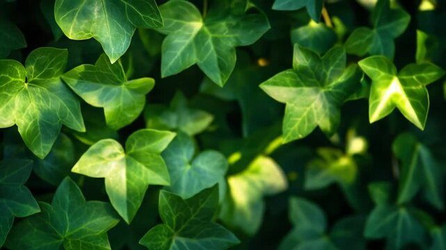 Close up of vibrant green leaves creating a textured natural pattern