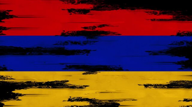Appearing Flag of ARMENIA with Grunge Glitched Effects for ARMENIA National Identity