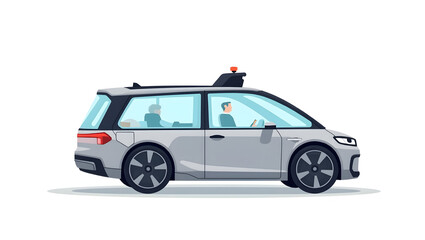 Fototapeta premium Flat Illustration of 5G Autonomous Vehicle Systems: Smart Mobility with Intelligent Sensors & Digital Connectivity in a Cute Vector Style