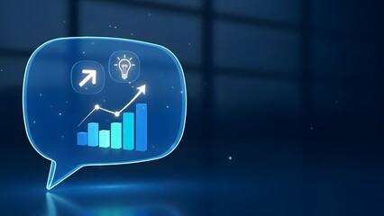 Growth Strategy and Idea Communication with Rising Financial Bar Chart inside a Digital Speech Bubble