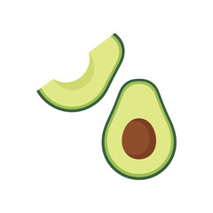 Sliced avocado half isolated on white background, Vector, illustration