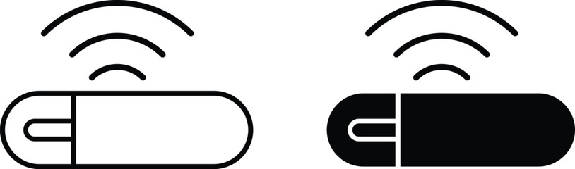 Fototapeta premium Dog microchip icon. Smart chip symbol. Pet identification symbols. Animal RFID chip graphic design. Veterinary tracking and safety signs 