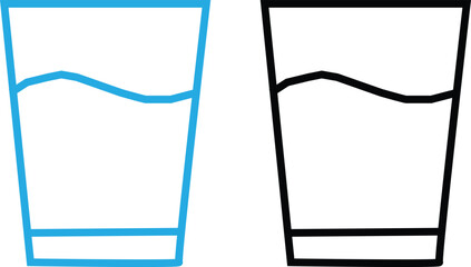 Water glass icon. Daily liquid intake. Drinking water symbols. Beverage glassware graphic design. Hydration and refreshment signs

