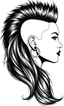 Profile of a woman with a mohawk