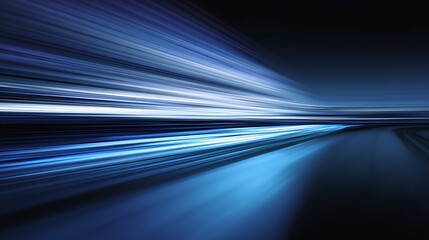 Fototapeta premium Blue and white streaking lines converging to a vanishing point. Graphic effect