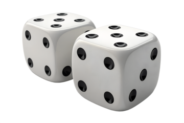Two dices with black dots isolated on transparent background