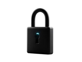 Volumetric 3D padlock isolated on transparent background for cybersecurity