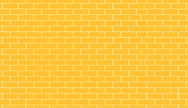 Yellow brick wall pattern background. Seamless yellow brick wall pattern in flat vector style. Minimal architectural background suitable for posters, banners, web design, construction, urban themes.