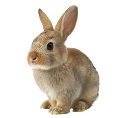 Fototapeta premium Cute Light Brown Rabbit Sitting Isolated on transparent Background