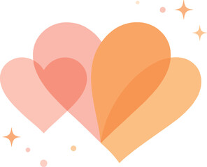 Abstract Minimalist Overlapping Heart Shapes with Pastel Colors