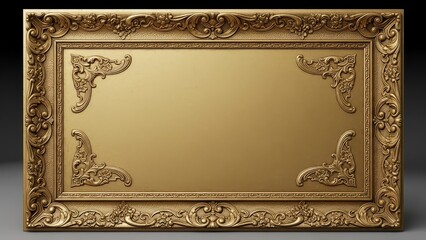 Elegant gold picture frame with ornate details and empty space