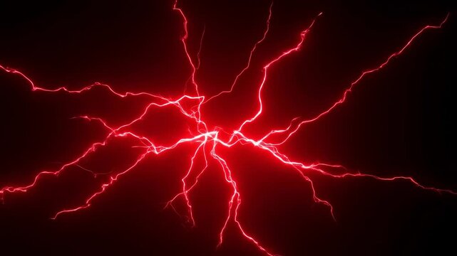 Dramatic red lightning burst animation with dynamic electric energy effect