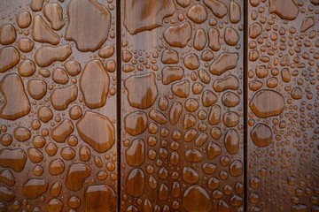 Horizontal wooden background with water droplets