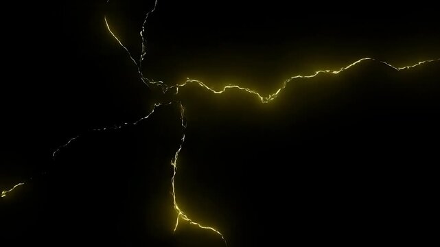 Dynamic yellow lightning animation strikes in dark background
