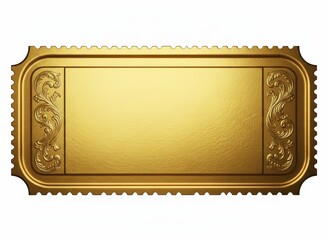 Golden ticket template with ornate design and blank space